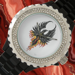 Fiery Phoenix Rising Firebird Black Tribal Flames Watch