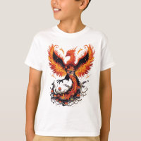 Fiery Phoenix Rising with Lotus Flowers