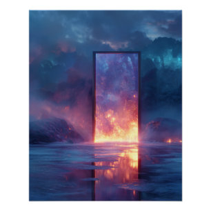 Fiery Portal Reflected In Cosmic Stillness Poster