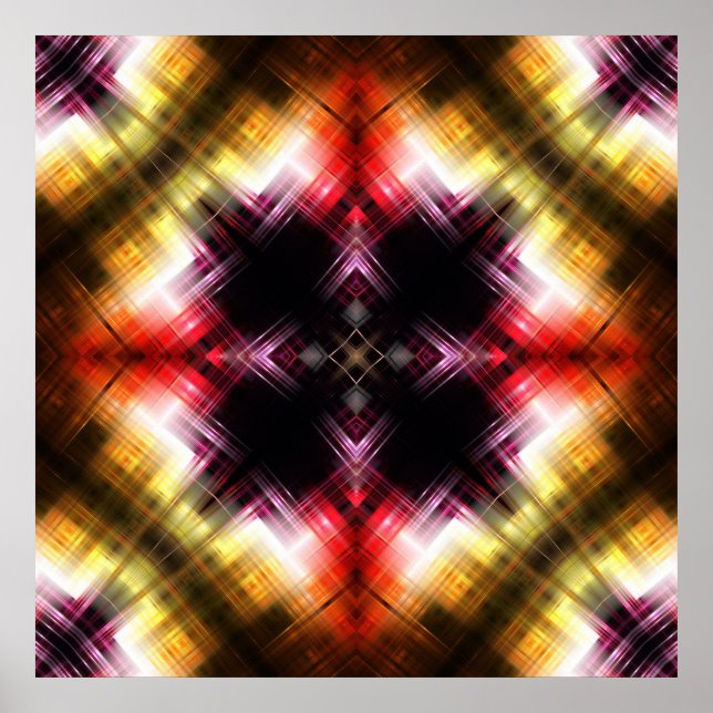 Fiery Prism Abstract with Radiant Red & Gold Glow Poster (Front)