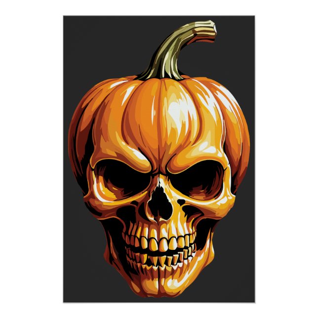 Fiery Pumpkin Skull for Halloween Poster (Front)