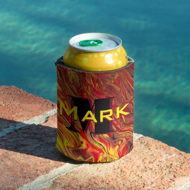 Fiery Red Acrylic Flow Art Can Cooler (In Situ Pool)