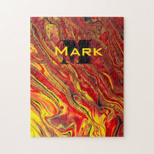 Fiery Red Acrylic Flow Art Jigsaw Puzzle