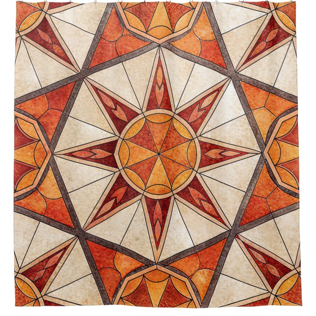 Fiery Red and Orange Starburst - Geometric Mosaic (Front)