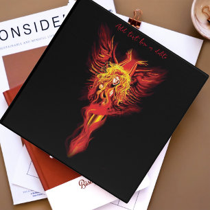 Fiery Red Fantasy Phoenix Woman Black Binder