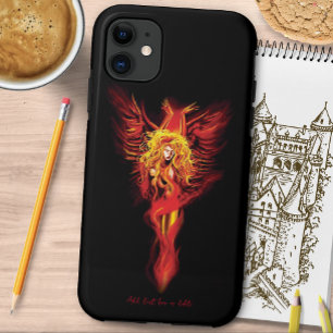 Fiery Red Fantasy Phoenix Woman Black iPhone 11 Case