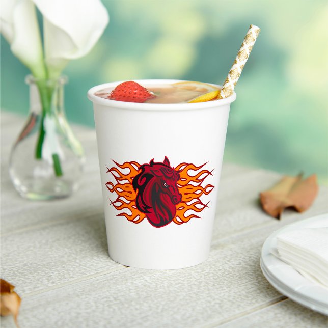Fiery Red Horse Head with Flames Paper Cups (Creator Uploaded)
