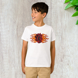 Fiery Red Horse Head with Flames T-Shirt
