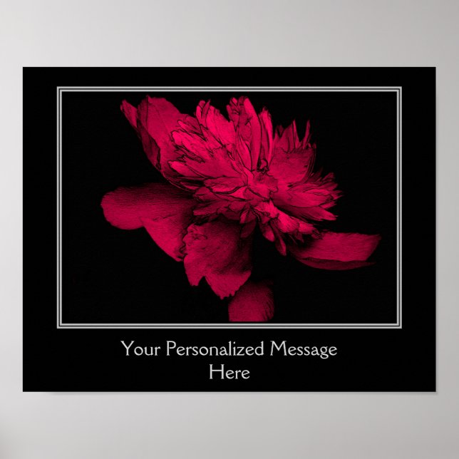 Fiery Red Peony Flower Personalized Poster (Front)
