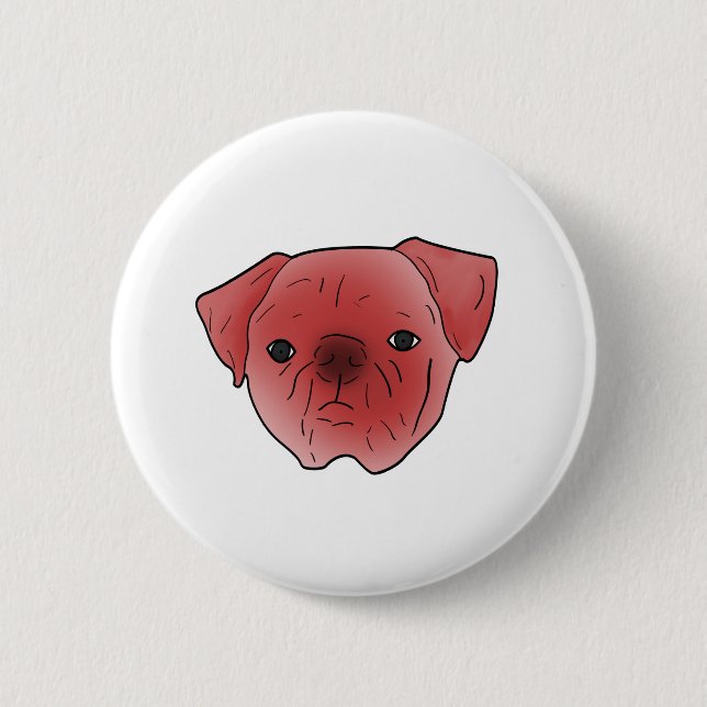 Fiery red pug 2 inch round button (Front)