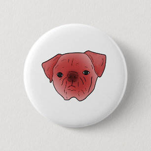 Fiery red pug 2 inch round button