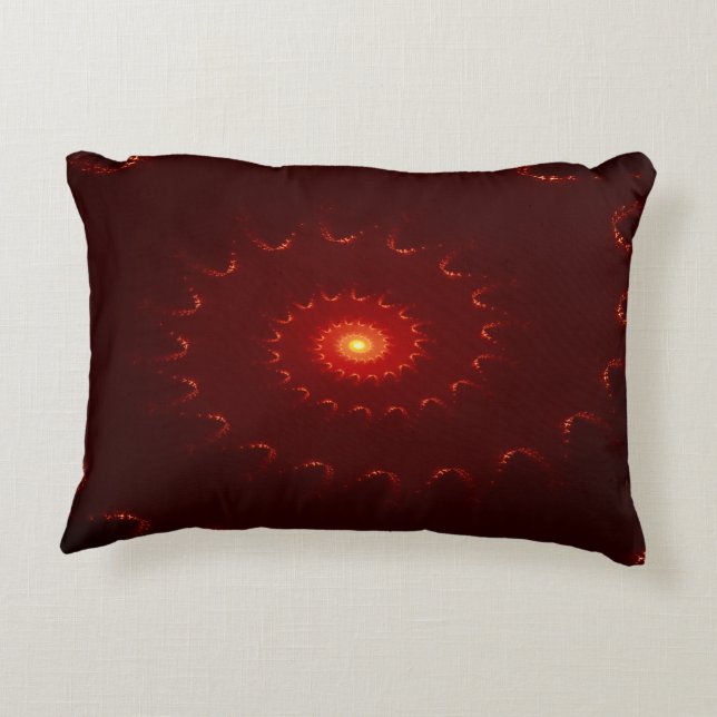 Fiery Red Sparkle Swirl Gradient Accent Pillow (Back)