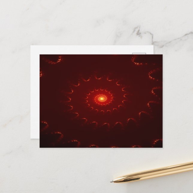 Fiery Red Sparkle Swirl Gradient Postcard (Front/Back In Situ)