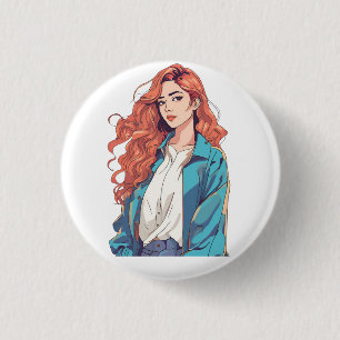 Fiery Redhead Aesthetic 1 Inch Round Button