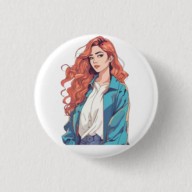 Fiery Redhead Aesthetic 1 Inch Round Button (Front)