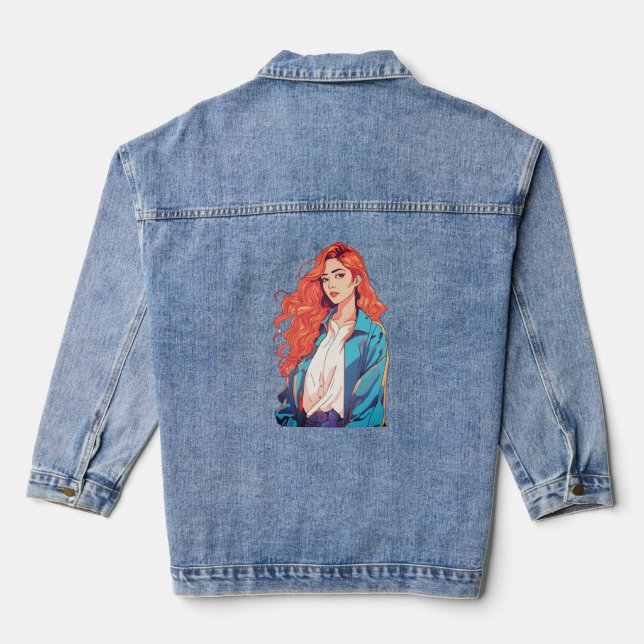 Fiery Redhead Aesthetic Denim Jacket (Back)