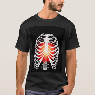 Fiery Ribcage: Gothic Skull Art - Dark and Fiery S T-Shirt