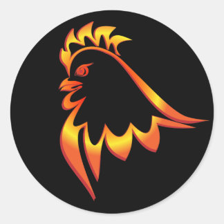 Fiery Rooster Classic Round Sticker