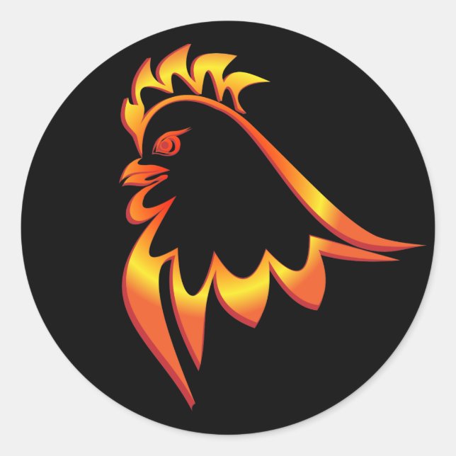 Fiery Rooster Classic Round Sticker (Front)