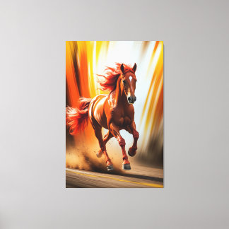 Fiery Running Horse – Dynamic Energy Art Canvas Print