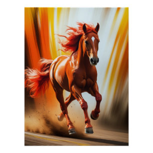 Fiery Running Horse – Dynamic Energy Art Poster