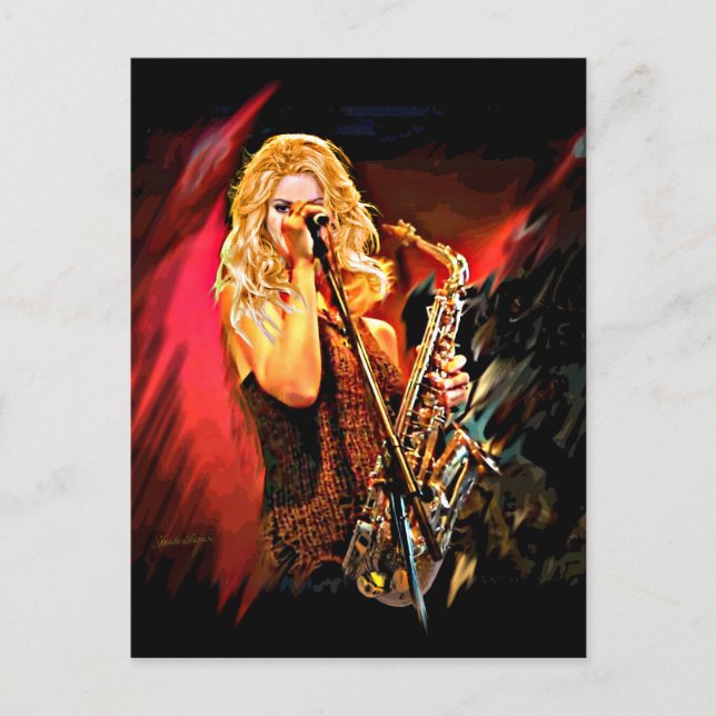 Fiery Saxophone Player Postcard (Front)