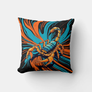 Fiery Scorpion Burst Throw Pillow