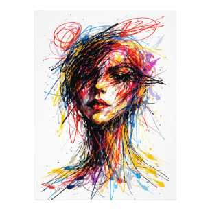 Fiery Scribble Portrait Emotional Whirl Photo Print