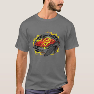 Fiery Seaurtleribal Flames Ocean Art retro T-Shirt