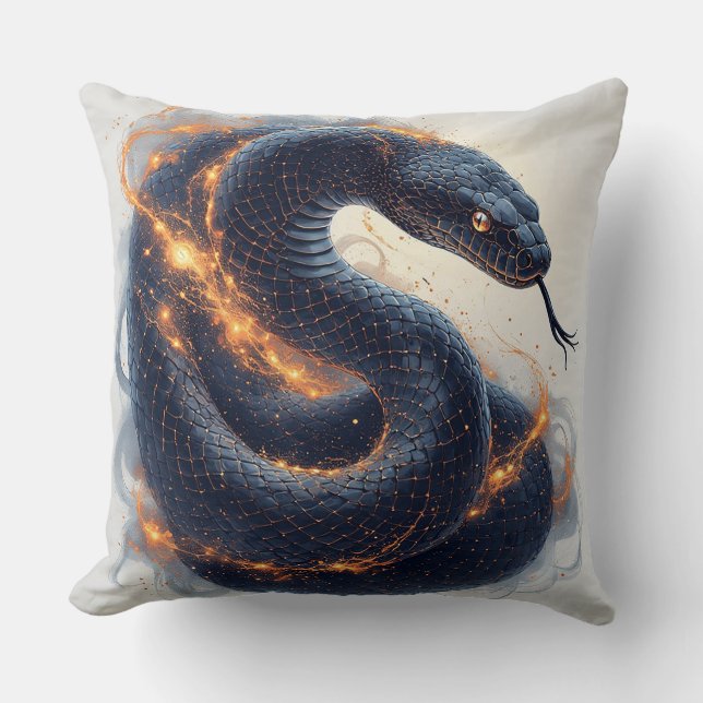 Fiery Serpent With Dynamic Energy For Decor 🔥 Throw Pillow (Front)