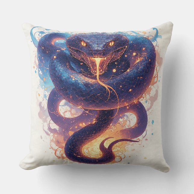 Fiery Serpent with Dynamic Energy Throw Pillow (Front)