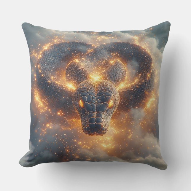 Fiery Serpent with Dynamic Energy Throw Pillow (Front)