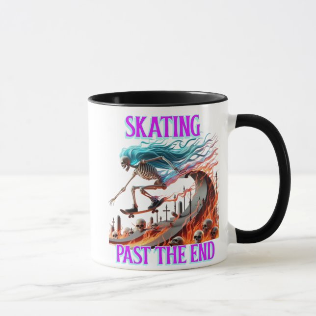 Fiery Skating Skeleton A Death-Defying Ride Mug (Right)