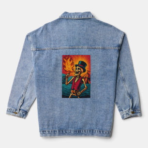 Fiery Skeleton Showman Denim Jacket