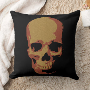 Fiery Skull: Dark Gothic Art Throw Pillow