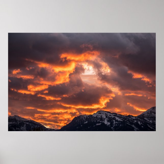 Fiery Sky Sunsets Poster (Front)