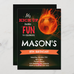 Fiery Soccer Ball Birthday Invitation