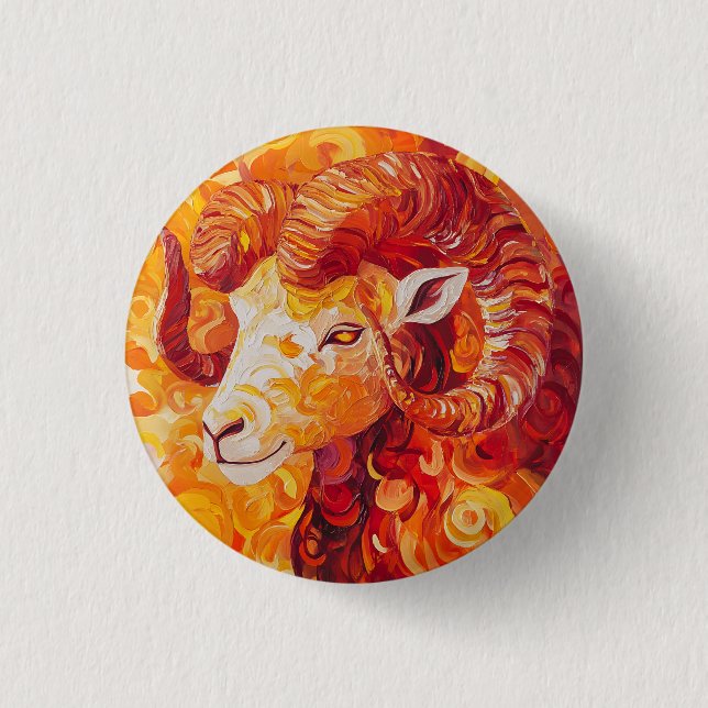 Fiery Solar Capricorn Spirit 1 Inch Round Button (Front)