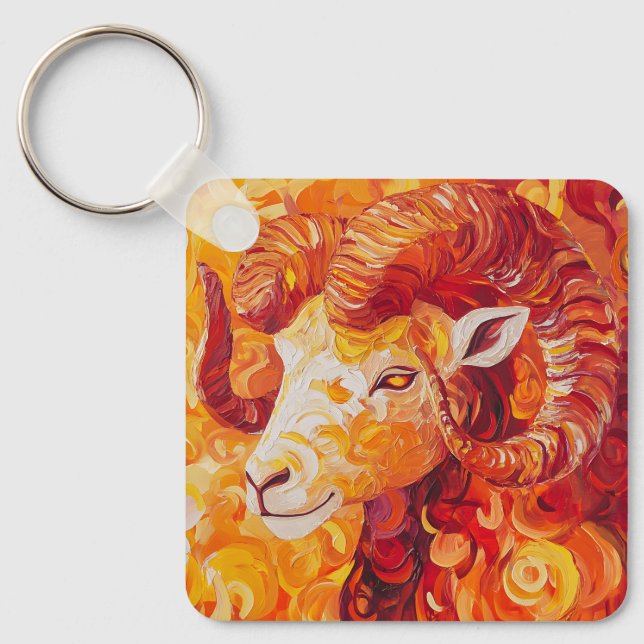 Fiery Solar Capricorn Spirit Keychain (Front)