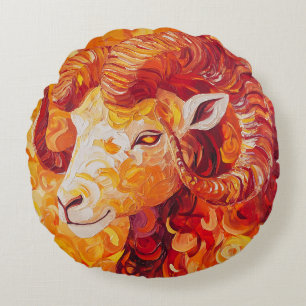 Fiery Solar Capricorn Spirit Round Pillow