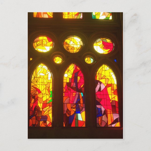 Fiery Stained Glass Windows Postcard (Front)