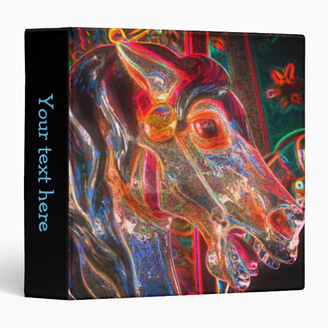 Fiery Steed Carousel Horse Art Personalized Binder (Front/Spine)