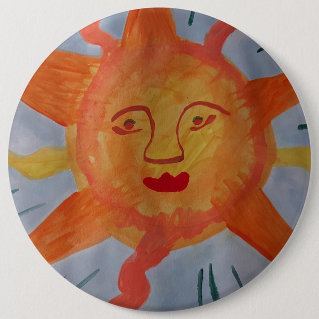 Fiery Sun 6 Inch Round Button (Front)