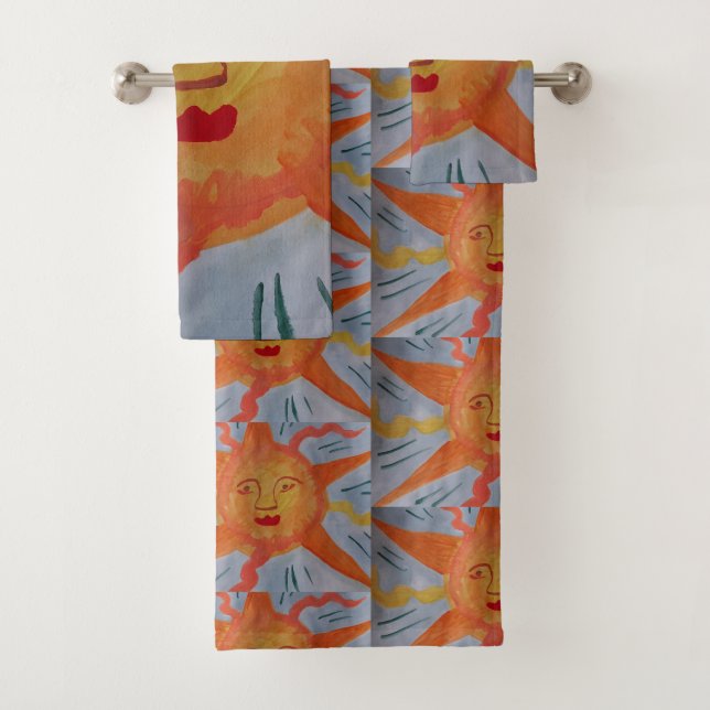 Fiery Sun Bath Towel Set (Insitu)