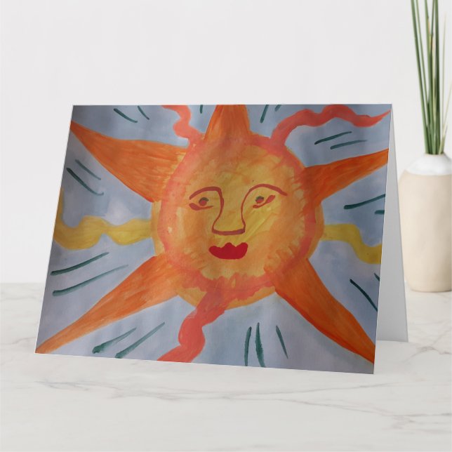 Fiery Sun Greeting Card (Front)