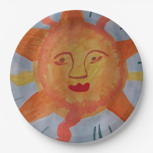 Fiery Sun Paper Plates