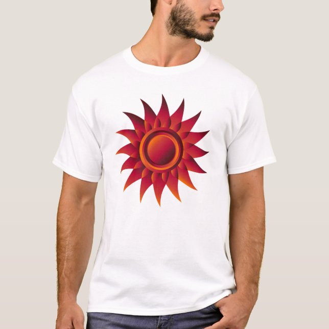 Fiery Sunburst Emblem – Red, Orange & Yellow Radia T-Shirt (Front)