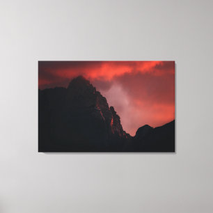 Fiery sunset at mountains canvas print