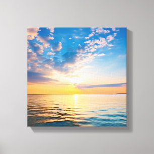  Fiery Sunset Over Calm Ocean Waves Canvas Print