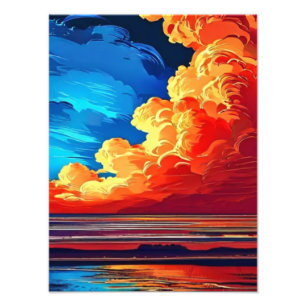 Fiery Sunset Over the Ocean Photo Print